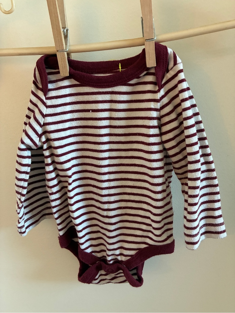 Cat & Jack Burgundy and White Striped Long-Sleeve Baby Bodysuit